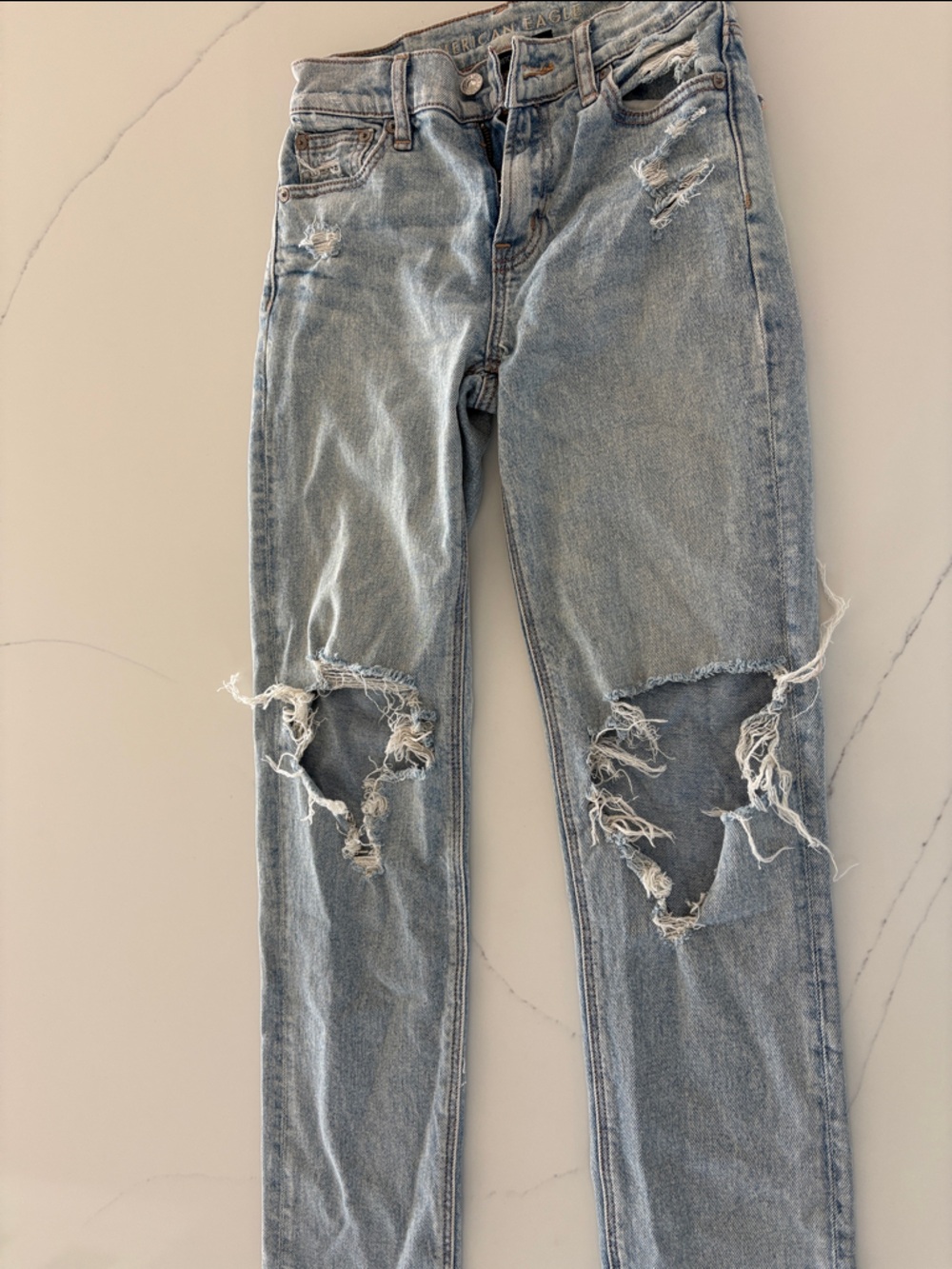 American Eagle Outfitters Light Blue Distressed Ripped Jeans